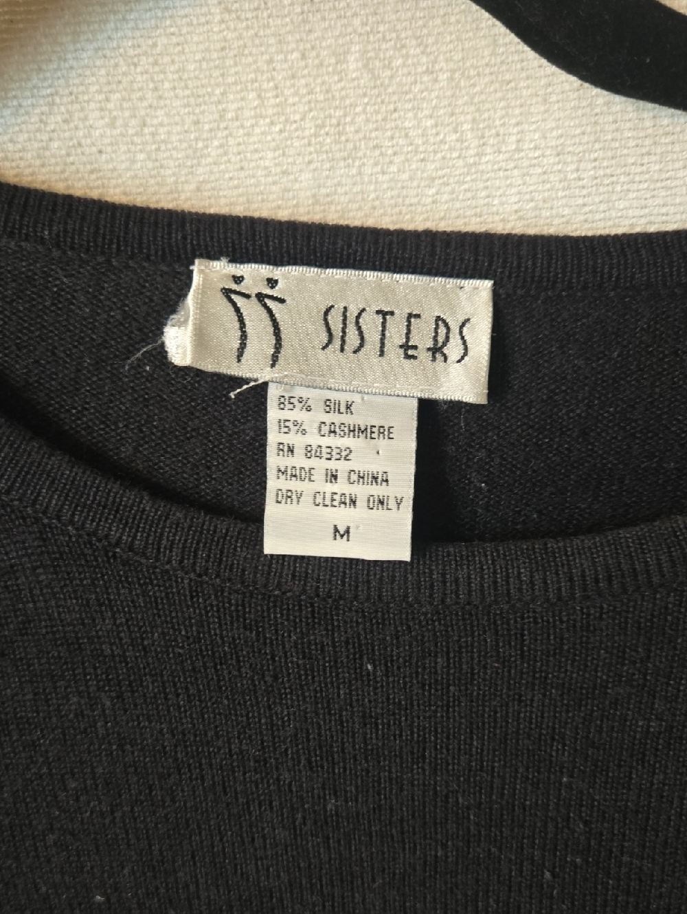 Sisters Black Silk-Cashmere Crew Neck Sweater